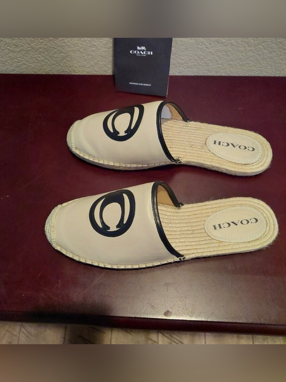 Coach Black and White Espadrille Slip-On Flats